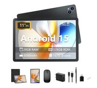 Iconiotk Tablet Android 15 da 11 pollici con tastiera, 20 GB+128 GB, espansione 1 TB, Octa-Core, WiFi 2.4G/5G, 8000mAh, BT V5.2, IPS Touch Screen, GPS, 2 in 1 con custodia, mouse, stilo (grigio)