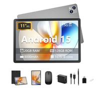 Iconiotk Tablet Android 15 da 11 pollici con tastiera, 20 GB+128 GB, espansione 1 TB, Octa-Core, WiFi 2.4G/5G, 8000mAh, BT V5.2, IPS Touch Screen, GPS, 2 in 1 con custodia, mouse, stilo (argento)
