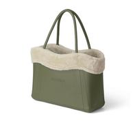 ICONIX Borsa Con Pelo alla Moda Design Originale Made in Italy Ideale per Uso Quotidiano e Versatile in Varie Colorazioni (Verde/Beige)