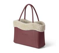 ICONIX Borsa Con Pelo alla Moda Design Originale Made in Italy Ideale per Uso Quotidiano e Versatile in Varie Colorazioni (Rosso/Beige)