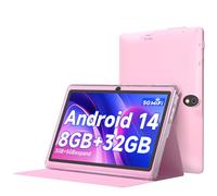 ICONLINK Tablet 7 pollici Android 14.0 con custodia protettiva, 8 GB (3+5 GB espandi) RAM + 32 GB ROM, schermo IPS 1024 x 600, doppia fotocamera, batteria 3000mAh, scheda WiFi Bluetooth 5.0 (rosa)
