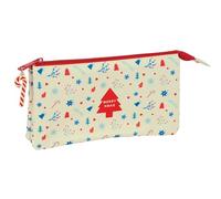 ICONOS MERRY XMAS - Astuccio triplo, astuccio per bambini, ideale per bambini in età scolastica, comodo e versatile, qualità e resistenza, 22 x 3 x 12 cm