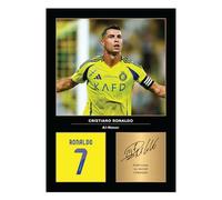 Icons Wall Art Cristiano Ronaldo Al Nassr FC Foto stampata in formato A4 con firma riprodotta digitalmente, regalo per tifosi di calcio/calcio, poster ricordo di Al Nassr senza cornice