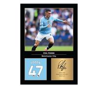 Icons Wall Art - Espositore fotografico stampato in formato A4 di Phil Foden Manchester City - Firma riprodotta in digitale - Regalo per tifosi di calcio/calcio - poster senza cornice Man City