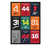 Icons Wall Art Foto stampata con autografo di Norris Hamilton Verstappen Ocon Alonso Piastri Russell, Tsunoda, Leclerc F1 Racing, formato A4, idea regalo per i fan di Formula 1, riproduzione digitale