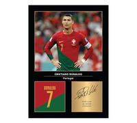 Icons Wall Art Foto stampata di Cristiano Ronaldo Portogallo con autografo, formato A4, idea regalo per i tifosi del Portogallo, riproduzione digitale, senza cornice