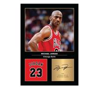 Icons Wall Art Michael Jordan firmato, formato A4, immagine stampata per gli appassionati di pallacanestro, firma riprodotta digitalmente, senza cornice
