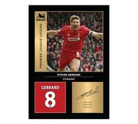 Icons Wall Art Steven Gerrard Legends - Immagine stampata in formato A4 con firma per i fan del Liverpool, riprodotta digitalmente, senza cornice