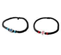 IconsGr 2 x Corda da preghiera komboskini greca cristiano ortodossa benedetta, fatta a mano, Chotki, sottile con croce nera metallica dal mount Athos (Grecia)