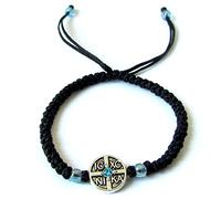 IconsGr BR1 - Bracciale in corda di preghiera Christian Ortodosso Komboskoini, colore: Nero