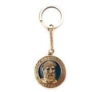 IconsGr Portachiavi antico moneta Poseidone Scudo Dio Tridente Portachiavi Blu, Oro, L