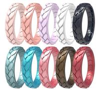 icooci Confezione da 10/6/4 anelli in silicone da donna, sottili e impilabili, anelli di fidanzamento in gomma, collezione foglie sparse