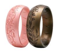 icooci Confezione da 2/4/6 anelli in silicone da donna, morbidi ed eleganti, con viti floreali incise al laser, traspiranti, confortevoli. Fede nuziale e anelli di fidanzamento in gomma leggera