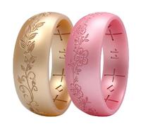 icooci Confezione da 2/4/6 anelli in silicone da donna, morbidi ed eleganti, con viti floreali incise al laser, traspiranti, confortevoli. Fede nuziale e anelli di fidanzamento in gomma leggera
