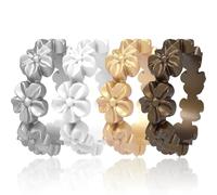 icooci Confezione da 7/4 anelli in silicone da donna, morbidi e belli, comodi, traspiranti, impilabili, in gomma leggera, anello di fidanzamento e fede nuziale, collezione Lucky Flower