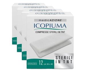 Icopiuma Garza Compressa Adesiva In Tessuto Non Tessuto 36x40 cm 12 Pezzi (Confezione da 4)