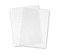 iCOUNT Buste Portalistino A4 con Foratura Universale Rinforzata | Portadocumenti Antiriflesso Goffrato in Polipropilene | Spessore 80 Micron | Ideali per Raccoglitori, Scuola e Ufficio | 50 Pezzi