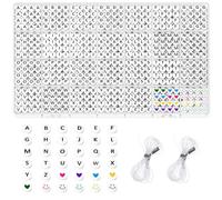 iCovalescent 1400 Pezzi Perline per Braccialetti, A-Z Perline Lettere Alfabeto Cuore Beads con 2 Elastic Thread per Gioielli Fai da Te, Raccialetti, Collane, Anelli(Nero)