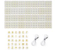 iCovalescent 1400 Pezzi Perline per Braccialetti, A-Z Perline Lettere Alfabeto Cuore Beads con 2 Elastic Thread per Gioielli Fai da Te, Raccialetti, Collane, Anelli(Oro)
