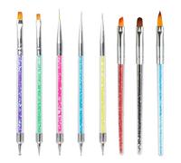 iCovalescent 8 Pezzi Pennelli Unghie, Penne per Nail Art Attrezzi a Doppia Punta, Pennelli Nail Art per UV Gel Disegno e Decorazioni