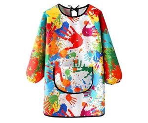 iCovalescent Grembiule da Pittura Bambini, Grembiulino Impermeabile Maniche Lunghe con Tasche per Scuola Pittura Cucina(L)