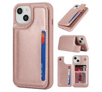iCoverCase Custodia a portafoglio per iPhone 13 con porta carte, custodia a portafoglio per iPhone 13 da 6,1 pollici (oro rosa)