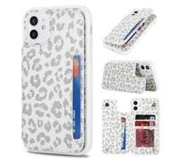 iCoverCase Custodia per iPhone 11 con porta carte, iPhone 11 Custodia a portafoglio per donne uomini [blocco RFID] Custodia protettiva in pelle PU per iPhone 11 da 6,1 pollici (leopardo grigio)