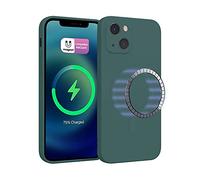 ICOVERI Custodia magnetica in silicone compatibile con iPhone, magnetica, compatibile con accessori di ricarica wireless e magetica (iPhone 13, verde)
