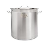ICQK Pentola in Acciaio Inox 71 L, Coperchio Incluso, ⌀45 cm, Con Bordo A Versare, Compatibile con Induzione, Elettrico, Ceramica, Gas, Fondo Triplo Strato, Manici in Acciaio, Assistenza ITALIA