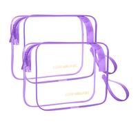 Icramsy Confezione da 2 borse da toilette trasparenti approvate TSA da viaggio da appendere per donne e uomini, Viola, 7.87 x 6 x 2 inch, moderno