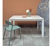 icreo Tavolo allungabile EFESTO 160 moderno struttura bianca top tivoli con due allunghe da cm.40