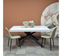 icreo Tavolo allungabile GIUNONE 160x90x75 telaio e gambe metallo nero top BIANCO LISCIO con 2 allunghe da cm 40