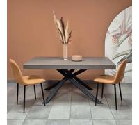 icreo Tavolo allungabile GIUNONE 160x90x75 telaio e gambe metallo nero, top finitura BRONZO con 2 allunghe da cm 40 aperto cm 240