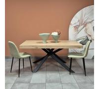 icreo Tavolo allungabile GIUNONE 160x90x75 telaio e gambe metallo nero top finitura ROVERE Charleston con 2 allunghe da cm 40