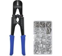 iCrimp - Kit di strumenti per crimpatura funi metalliche, con 330 manicotti ad anello e 45 pezzi in acciaio inox, kit con tagliacavi integrato, strumento di crimpatura per pesca
