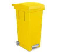 BIDONE IMMONDIZIA CARRELLATO 'BIG TATA' Lt. 80 giallo ICS