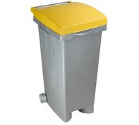 I.C.S. Pattumiera Differenziata Bidone Spazzatura con Coperchio e Ruote Capacit 80 Litri cm. 38x50x80 h colore Giallo - C656083