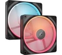 CORSAIR iCUE LINK LX140-R RGB 140mm Ventole PWM Invertite - Kit Doppia Ventola - Basso Rumore, CORSAIR Cuscinetto Magnetico a Cupola, Doppio Anello Luminoso, Viti QuikTurn™, Modalità Zero RPM - Nero
