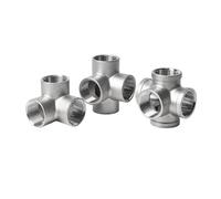 ICXLPMC 1pc 304 Stainless Steel Pipe Fittings, Three-Dimensional Three Way, Four Way, Five Way, Water Pipe Fittings, Shelves, Right Angle Joint(Tee,DN15)