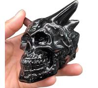 ICXLPMC 1PC Crystal Obsidian Carved Horn Skull Home Ornaments and DIY Decorations Decor(Size:1pcs)