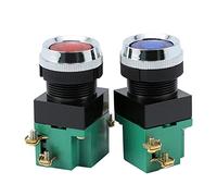 ICXLPMC 25mm 1NO1NC Momentary Push Button Switch DPST 6 Screws 5A 380V Power Red Green(LA19 Red)