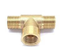 ICXLPMC 2pc 1/8" 1/4" 3/8" 1/2" BSP Male -Female-Male Tee 3 Ways Brass Pipe Fitting Connector(3/8")