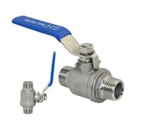 ICXLPMC 304 Stainless Steel Two Piece Ball Valve 1/4 3/8 1/2" 3/4" 1" 2" BSP Male Thread Water Gas Oil Switch Fitting (1-1/4")