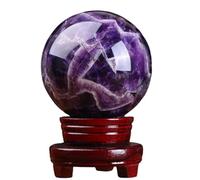 ICXLPMC Amethyst Ball Quartz Crystal Sphere Stone Purple Polished with Wooden Stand Home Desk Decor Decorative,8cm/3.1in