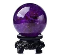 ICXLPMC Amethyst Crystal Ball with Stand Rock Purple Decorative Balls Stone for Divination, Decoration, 7cm