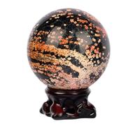 ICXLPMC Black and Red Leopard Print Crystal Sphere Ball with Decoative Stand for, Home Office Decoration, Gift,65~70mm