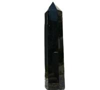 ICXLPMC Black Obsidian Hexagon Point Hand Polished Crystal Wand Column Stone Tower Decoration Ornaments (Size : 90-99mm)