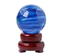 ICXLPMC Blue Smelting Stone Quartz Crystal Ball Crystals Sphere Feng Shui Spiritual Tabletop Sculpture Ornaments with Stand,90mm