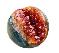 ICXLPMC Citrine Cluster Gemstone Sphere Yellow Crystal Ball Feng Shui Rough Stone Home Decoration Collections Cornucopia,7~7.5cm