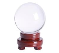 ICXLPMC Clear Crystal Ball Figurine Glass Art for Room, Decorative Balls with Stand, FengShui Divination Spheres Magic for Photography,Family,8cm/3.1in